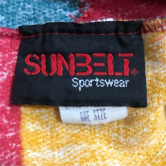 Vintage 90s Y2K Sunbelt Sportswear Rainbow Block Print Hoodie Top Sweatshirt XL - Picture 4 of 5